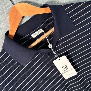 Collars & Co Polo Shirt Mens XL Navy Blue Striped Cotton Knit Sweater Preppy NEW
